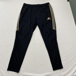 Adidas Pants Mens XL Black Gold Climacool Three Stripes Athletic Ankle Zip